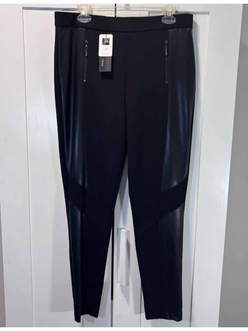 NWT Joseph Ribkoff Black Mixed Media Panel Pull On Pants Women’s Size 14 213385